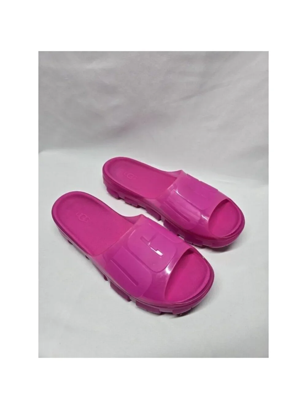 UGG Women’s Jelly Clear Slides Dragon Fruit/Hot Pink Platform Sandals Size 10